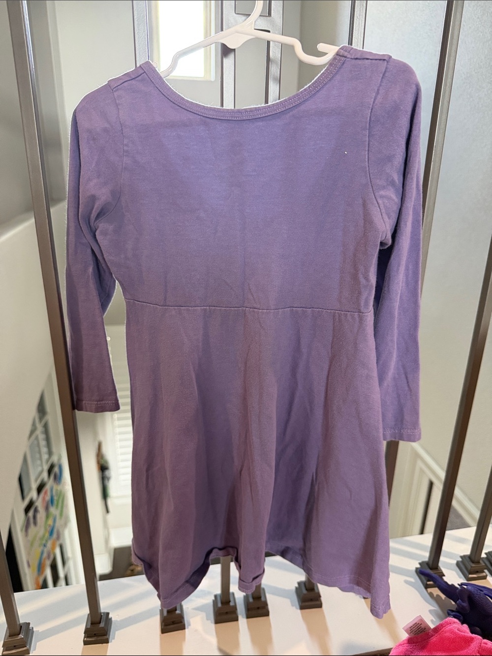 Girls' Purple Long-Sleeve Casual Knit Dress